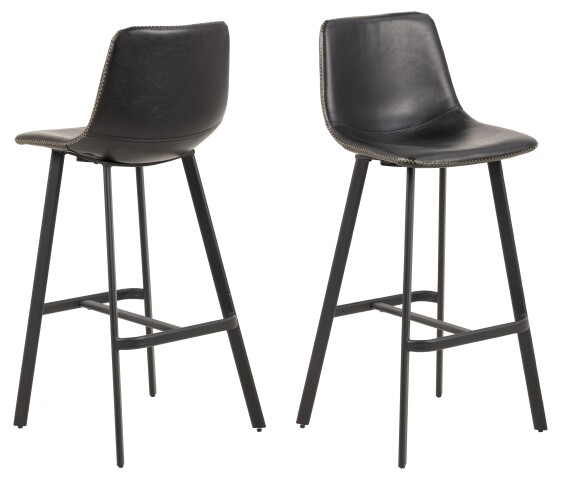 Barhocker >I_Oregon< (2er-Set) in schwarz - 46,5x103x50 (BxHxT)