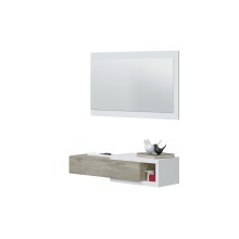 Garderoben-Set >Noon< (2-teilig) in Artik-Weiß/Alaska-Eiche - 95x19x26 (BxHxT)