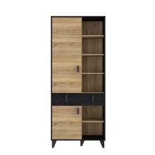 Hochschrank >LYA< in Mauvella Eiche/ Cabezone Eiche  - 83,1x200,7x41,5cm (BxHxT)
