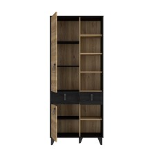 Hochschrank >LYA< in Mauvella Eiche/ Cabezone Eiche  - 83,1x200,7x41,5cm (BxHxT)