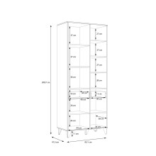 Hochschrank >LYA< in Mauvella Eiche/ Cabezone Eiche  - 83,1x200,7x41,5cm (BxHxT)