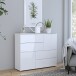 Kommode >SIENNA< in weißglanz Dekorfolie - 115,1x94,5x34,4cm (BxHxT)