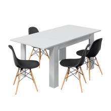 Kulissentisch >Kendra< (ausziehbar bis 190cm) in weiß glänzend - 140(190)x78x90 (BxHxT)