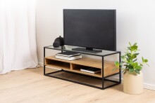 TV-Regal >Randolf< in Wildeiche; schwarz, Glas,...