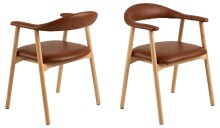 Armlehnstuhl >Addi< (2er-Set) in Braun, PU - 56x75,5x54cm (BxHxT)