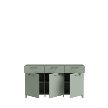 Sideboard >SILBA< in (Salbei grün), 3 Türen, 3 Schubladen - 164,6x93,4x41,1cm (BxHxT)