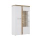 Standvitrine >TULUZA< inkl. Beleuchtung in Weiss Glanz/ Artisan Eiche Dekor - 98,5x164x43,4cm (BxHxT)