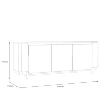 Sideboard >VODOL< in sand,schwarz mit 3 Sofclose-Türen - 204,9x77,9x44,8cm (BxHxT)