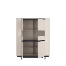 Highboard >VODOL< in sand,schwarz mit 2 Sofclose-Türen - 130,3x161,1x44,8cm (BxHxT)