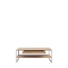 Couchtisch >CHESAPEAKE< in Riviera Eiche Dekor / weiß mit Schublade - 111x40x60cm (B/H/T)