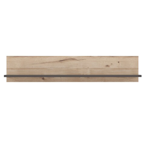 Wandregal >COMO< in Uni Wolfram Grau/ Planked Eiche Dekor - 149,8x28,5x21,5cm (BxHxT)
