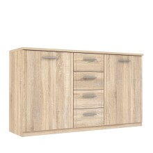 Sideboard >GLORIA< in Sonoma Eiche Dekor, 2 Türen, 4 Schubladen - 147x84,3x41cm (BxHxT)