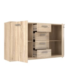 Sideboard >GLORIA< in Sonoma Eiche Dekor, 2 Türen, 4 Schubladen - 147x84,3x41cm (BxHxT)