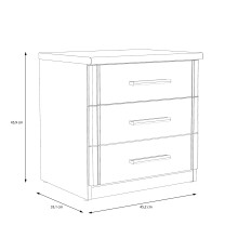Nachtkommode >GLORIA< in Sonoma Eiche Dekor, 3 Schubladen - 45,2x45,9x35,1cm (BxHxT)