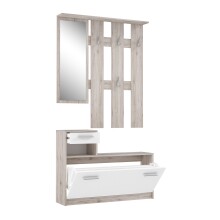 Garderoben-Set >Foxi< (2-teilig) in Weiss/Sandeiche Dekor - 97,5x180x25cm (BxHxT)