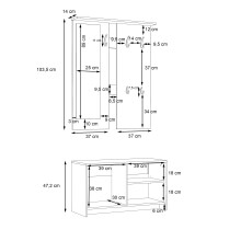 Garderoben-Set >Foxi< (2-teilig) in Weiss/Sandeiche Dekor - 97,5x180x25cm (BxHxT)