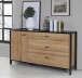Sideboard >HIGH ROCK< in Schwarz/ Riviera Eiche Dekor, 3 Schubladen, 1 Tür - 151,3x85,1x40,2cm (BxHxT)