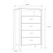 Hochkommode >HIGH ROCK< in Schwarz / Riviera Eiche Dekor, 4 Schubladen - 69,8x110,7x40,2cm (BxHxT)