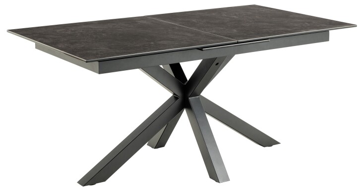 Kulissen-Esstisch >Heaven< (ausziehbar bis 210cm) in schwarz, Glas-Keramik, Stahl - 168(210)x76x90cm (BxHxT)
