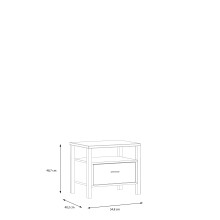 Nachtkommode >HIGH ROCK< in Schwarz  / Riviera Eiche Dekor, 1 Schublade - 54,8x48,7x40,2cm (BxHxT)