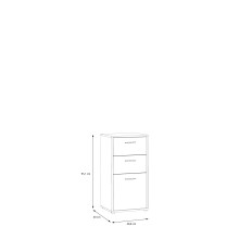Kommode >QUADRO 2< 2 Schubladen und 1 Tür, in grau / Lamela Eiche Dekor - 48,8x95,1x40cm (B/H/T)