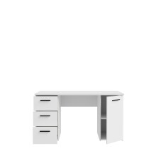 Schreibtisch >NET307< mit 3 Schubladen und Tür,in weiß - 138,2x75,3x60cm (BxHxT)