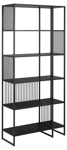 Regal >Strington< in schwarz, MDF & Melamin - 85x185x35cm (BxHxT)