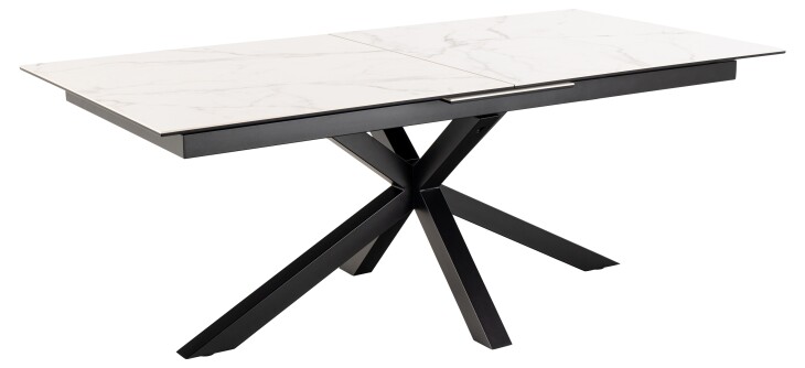Kulissentisch >Heaven< (ausziehbar bis 240cm) in weiss, Glas-Keramik - 200(240)x76x100cm (BxHxT)