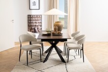 Polsterstuhl >Edina< (2er-Set) in Beige, Polyester,Stahl - 56x77x55cm (BxHxT)