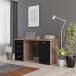 Schreibtisch >NET106< mit 4 Schubladen, in Schwarz/Schlammeiche Dekor - 145x76,3x60cm (BxHxT)
