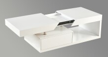 Couchtisch >2189< mit 2 Schubladen in Weiß Hochglanz, MDF - 120x43x60cm (BxHxT)