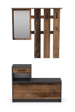 Garderoben-Set >TAMINA< 2-teilig in Old-Wood-Optik 97 x 190 x 25 cm (BxHxT)