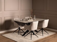 Esstisch >Heaven< in Grau, Glas-Keramik,Stahl - 160x75,5x90cm (BxHxT)