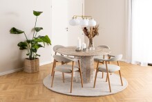 Holzstuhl >Addi< (2er-Set) in Beige, Stoff, Massivholz - 56x75,5x54cm (BxHxT)
