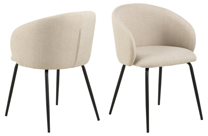 Armlehnstuhl >Eleanor< (2er-Set) in Beige - 56x80,5x54,5 (BxHxT)