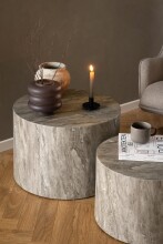 Couchtisch >Dice< (2er-Set) in Struktur Marmor-Grau, MDF-Dekor - 58x40x58cm (BxHxT)