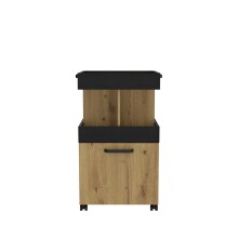 Servierwagen >Home Bar< auf Rollen, in Artisan Eiche Dekor / Schwarz - 50,2x88,5x41cm (BxHxT)