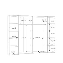 Dreh-/Schwebetürenschrank >Narago< mit Inneneinteilung, in Sonoma Eiche Dekor / Weiss - 270,3x210,5x61,2cm (BxHxT)