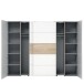 Dreh-/Schwebetürenschrank >Narago< mit Inneneinteilung, in Sonoma Eiche Dekor / Weiss - 270,3x210,5x61,2cm (BxHxT)
