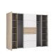Dreh-/Schwebetürenschrank >Narago< mit Inneneinteilung, in Sonoma Eiche Dekor / Weiss - 270,3x210,5x61,2cm (BxHxT)