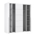 Dreh-/Schwebetürenschrank >Narago< mit Inneneinteilung, in weiß - 200,1x210x61,2cm (BxHxT)