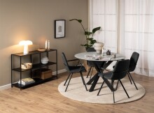 Esstisch >Heaven< rund in Grau, Glas - Keramik - 75,5x119cm (HxD)