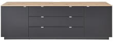 Wohnwand >Core< (3-teilig) in schwarz matt / Artisan Dekor - 240x77x44 (BxHxT)