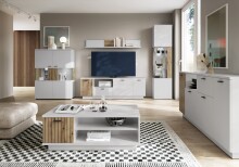 Wandboard >ALVERNO< in Asche/Coast Evoke Eiche Lamelle-Dekor - 160x24x20 (BxHxT)