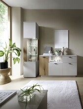 Wandboard >ALVERNO< in Asche/Coast Evoke Eiche Lamelle-Dekor - 160x24x20 (BxHxT)