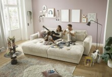 Big-Sofa >BARURA Loveseat< mit 4 Kissen, Bezug Cord-Optik creme / beige - 292x90x194 (BxHxT)