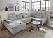 Wohnlandschaft >MEDAN< Schlaffunktion, Bettkasten, 3 Kopftützen, Armlehnfunktion, in light grey - 324x107x170/218 (BxHxT))