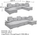 Wohnlandschaft >MEDAN< Schlaffunktion, Bettkasten, 3 Kopftützen, Armlehnfunktion, in light grey - 324x107x170/218 (BxHxT))