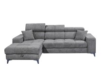 Ecksofa >SYDNEY< Elektrische Sitztiefenverstellung, 3 verstellbare Kopfstützen, Bettkasten, in anthrazit - 268x105x172 (BxHxT)