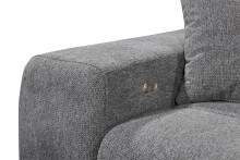 Ecksofa >SYDNEY< Elektrische Sitztiefenverstellung, 3 verstellbare Kopfstützen, Bettkasten, in anthrazit - 268x105x172 (BxHxT)
